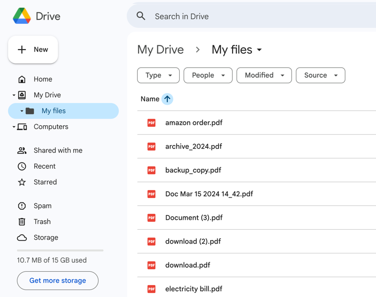 Google Drive root cluttered with files at the same level, random filenames, no folders